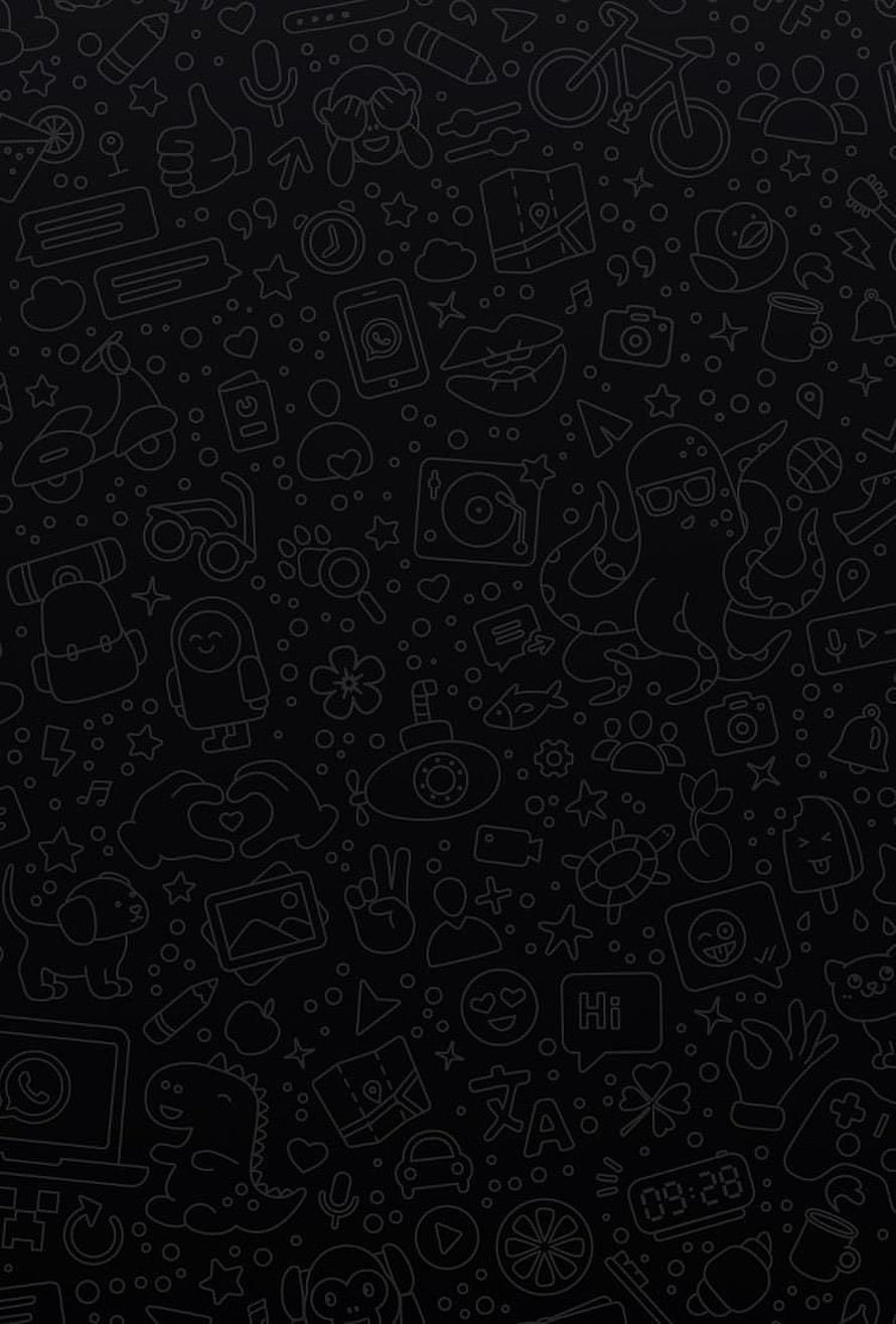 Black Doodle Pattern Wallpaper With Cute Icons And Line Art HD phone wallpaper