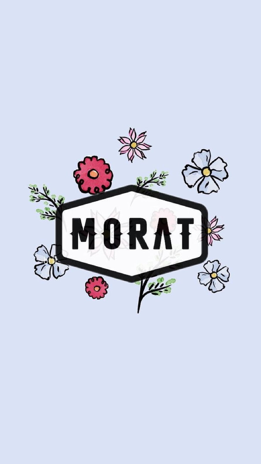 Morat Band Logo with Hand-Drawn Floral Illustration on Light Blue Background HD phone wallpaper