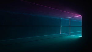Windows 12 Concept Artwork Featuring Glowing Neon Window in Dark Minimalist Room HD wallpaper