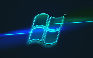 Glowing Windows Emblem With Neon Blue Light Streaks On Dark Background HD wallpaper