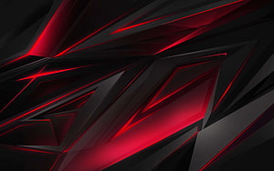 Abstract Red and Black Geometric Background with Neon Glowing Lines HD wallpaper