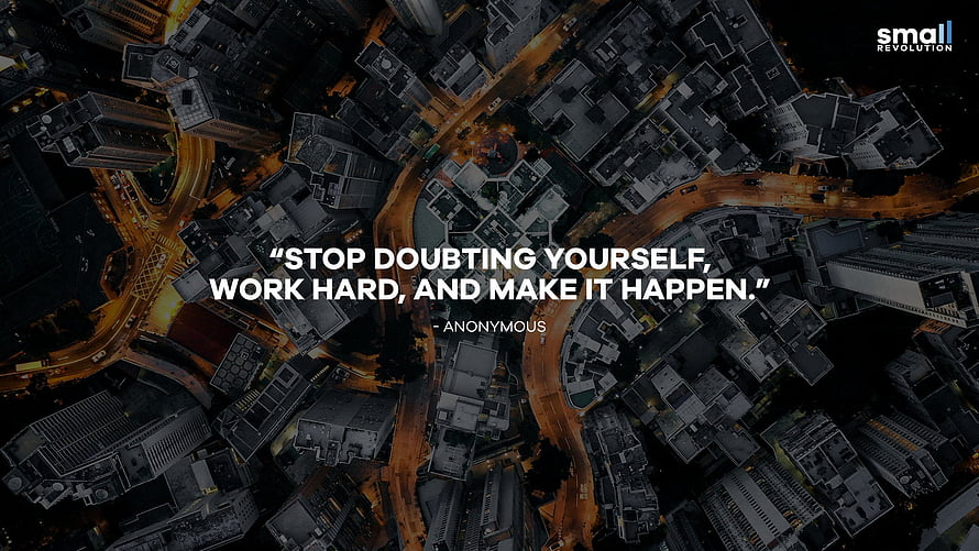Aerial Night Cityscape with Motivational Quote Overlay for Desktop Background HD wallpaper