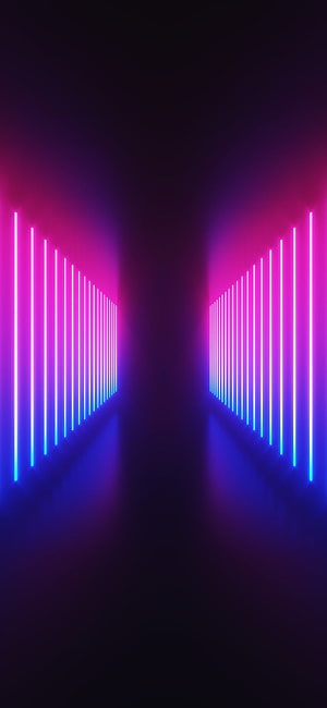 Abstract Neon Light Tunnel With Vertical Pink And Blue Glowing Lines HD phone wallpaper