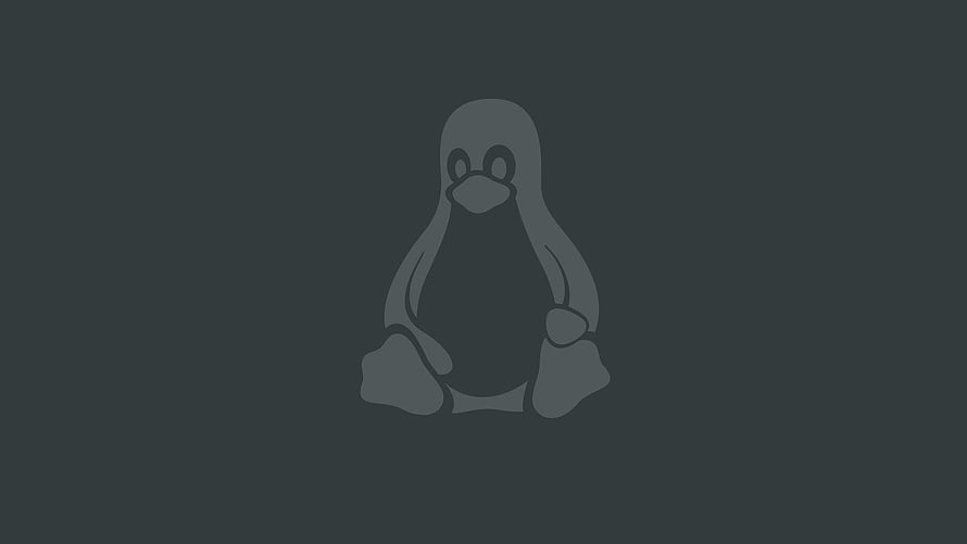Minimalist Tux the Linux Penguin Logo on Dark Gray Background HD wallpaper