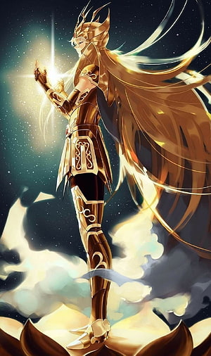 Shaka of Virgo in Golden Cloth from Saint Seiya Channeling Divine Light HD phone wallpaper