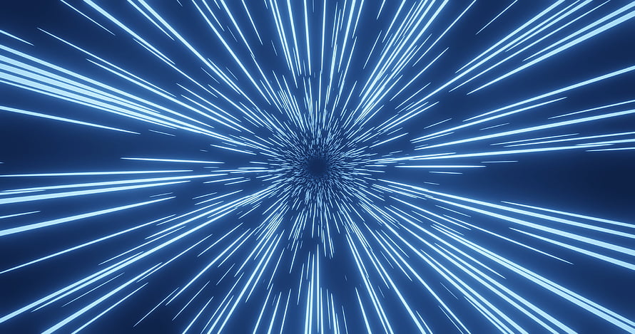 Abstract Blue Light Speed Tunnel With Radiating Streaks And Motion Blur Effect HD wallpaper