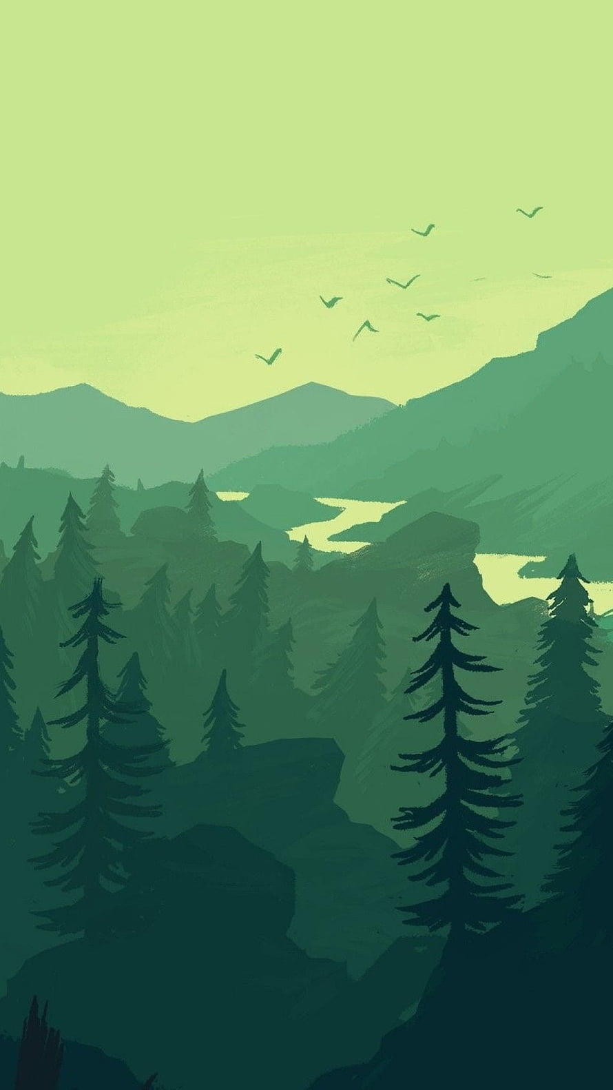 Serene Green Mountain Landscape With Pine Forest And River HD phone wallpaper