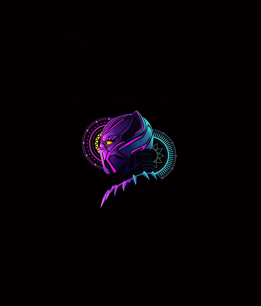 Neon Black Panther Mask Vector Art with Cyberpunk Vibes HD phone wallpaper