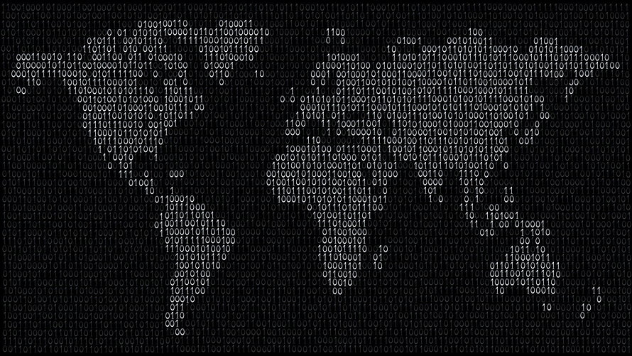 Binary Code World Map Digital Data Abstract Technology Background HD wallpaper