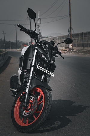 Yamaha MT15 Motorcycle with Red Wheels on Asphalt Road HD phone wallpaper