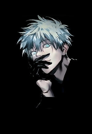 Gojo Satoru from Jujutsu Kaisen anime character portrait with silver hair and blue eyes HD phone wallpaper
