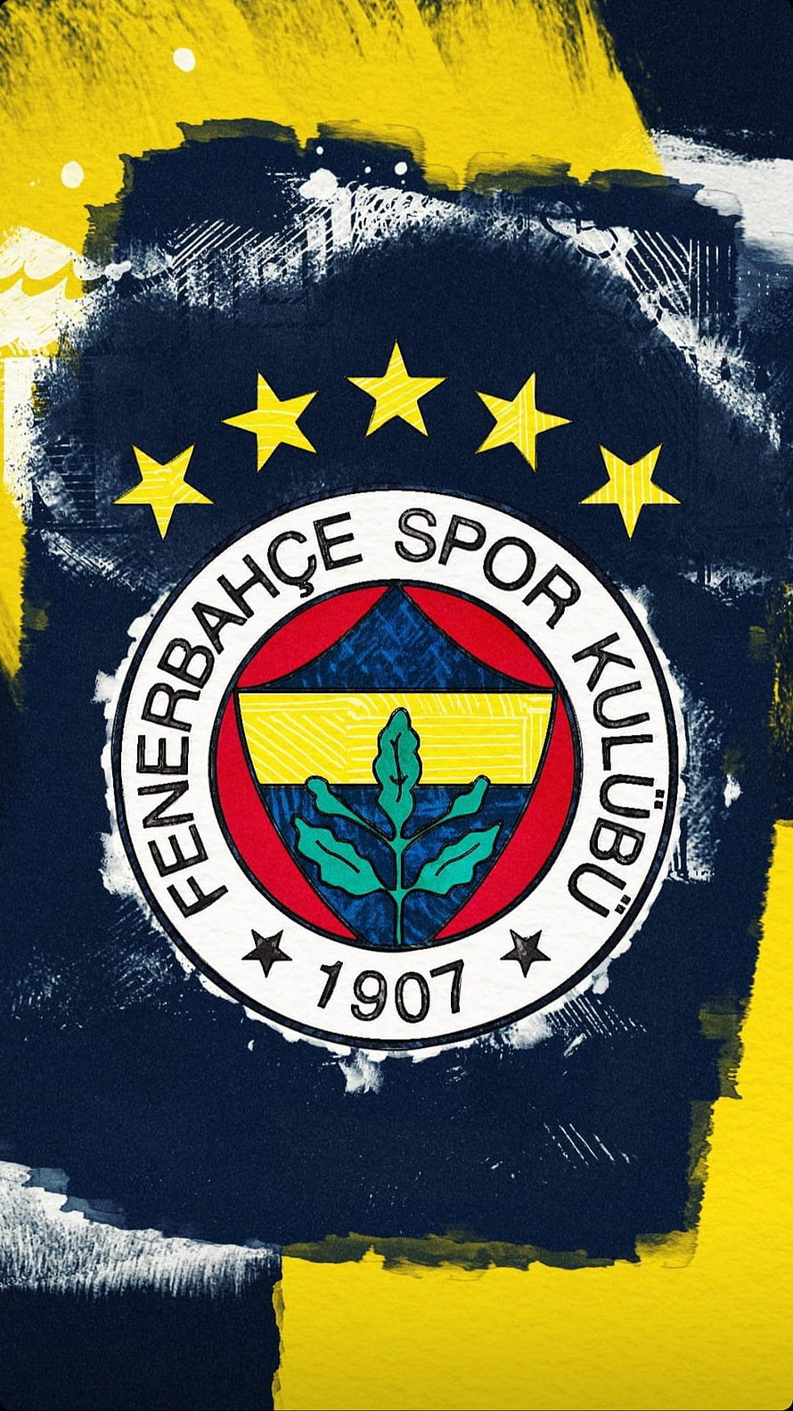 Fenerbahce Spor Kulubu Logo Artwork With Yellow Stars And Navy Blue Background HD phone wallpaper