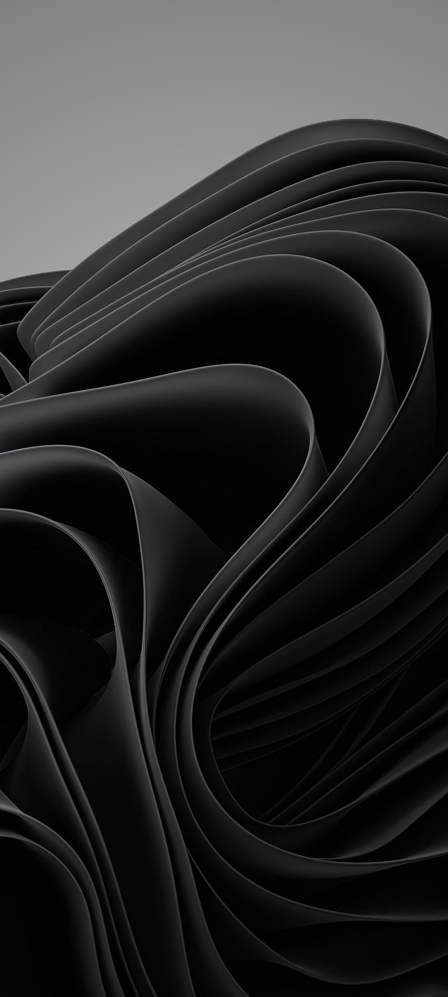 Sleek Black Abstract 3D Waves Minimalist Dark Wallpaper HD phone wallpaper