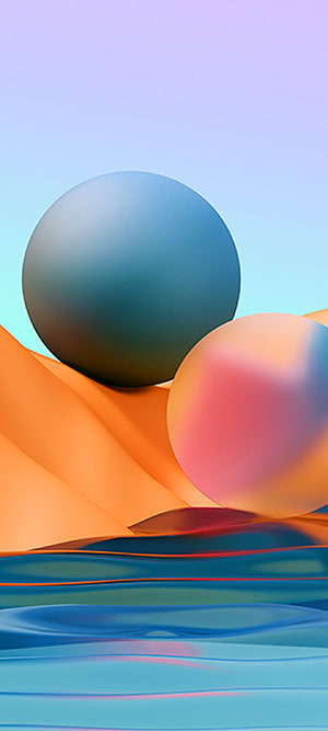Abstract 3D Render of Smooth Spheres on Flowing Waves and Dunes HD phone wallpaper