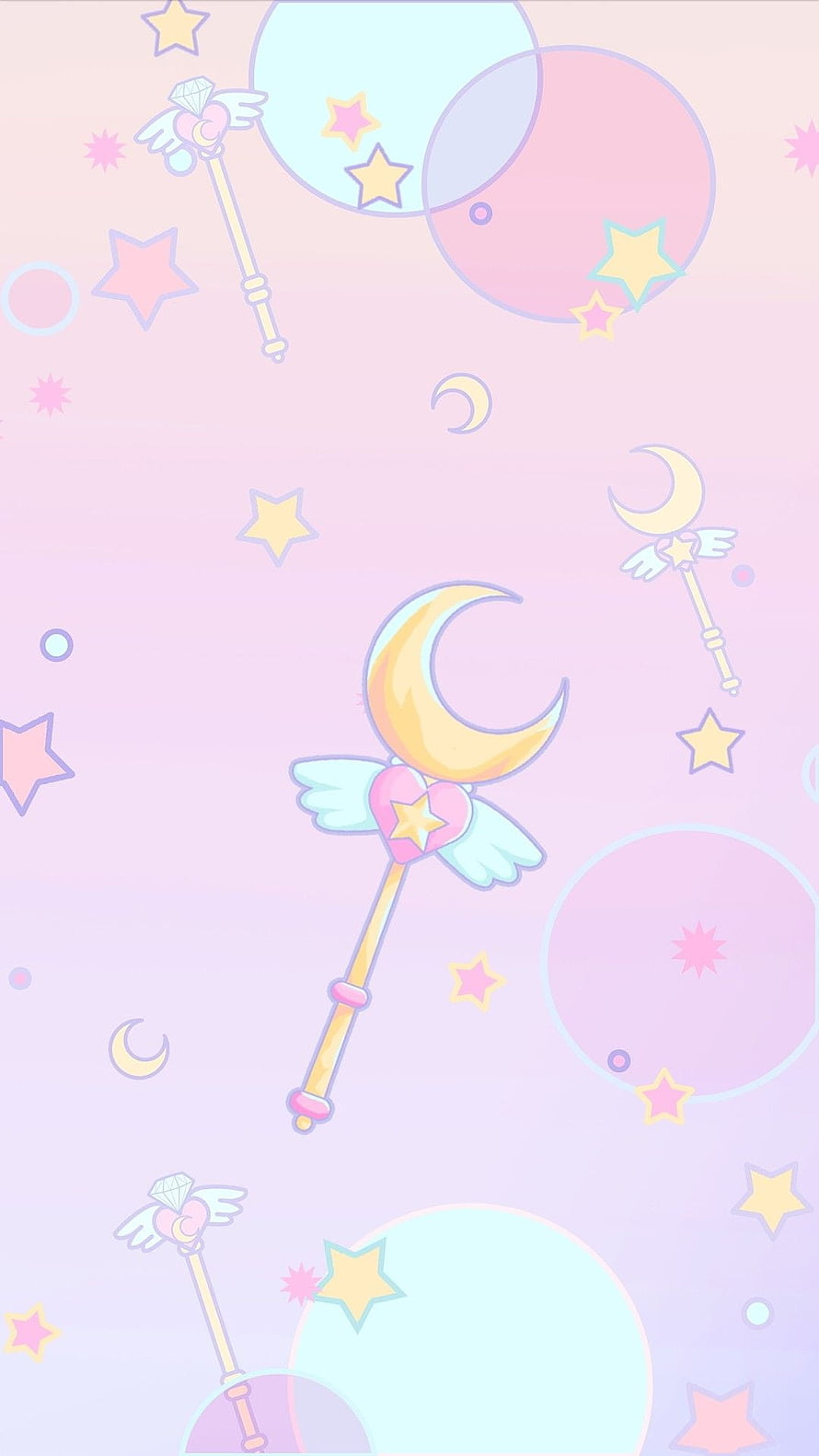 Pastel Moon Wand and Stars Magical Girl Aesthetic Wallpaper HD phone wallpaper