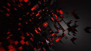 Abstract 3D Red and Black Geometric Cube Tunnel Background HD wallpaper