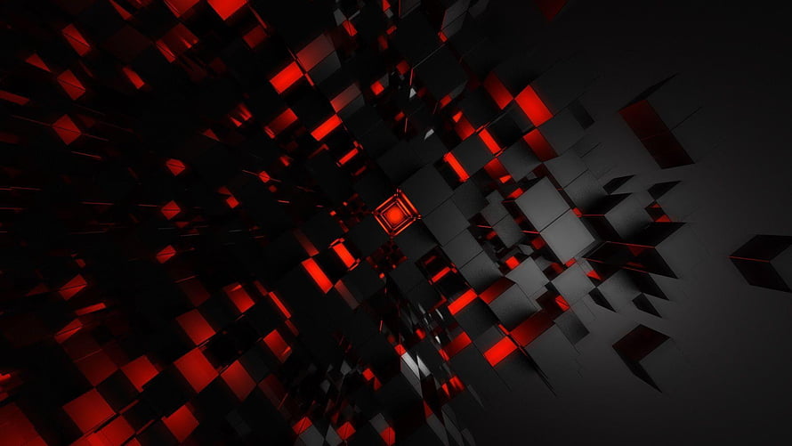 Abstract 3D Red and Black Geometric Cube Tunnel Background HD wallpaper