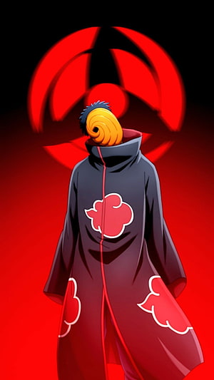 Naruto Uzumaki as Akatsuki Member with Sharingan Background Anime Wallpaper HD phone wallpaper
