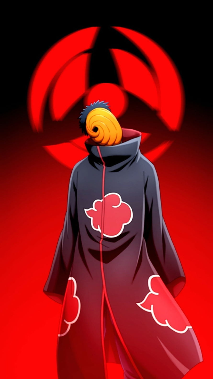 Naruto Uzumaki as Akatsuki Member with Sharingan Background Anime Wallpaper HD phone wallpaper