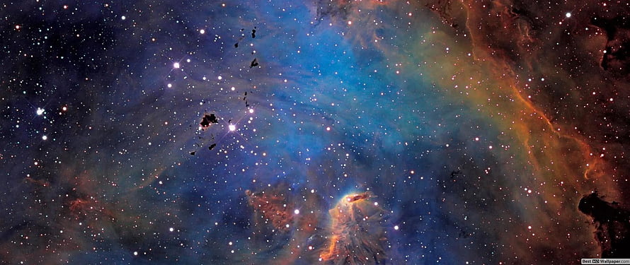 Vibrant Deep Space Nebula With Scattered Stars And Colorful Cosmic Gas Clouds HD wallpaper