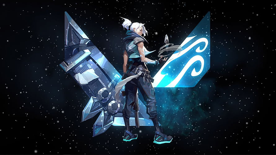 Silver-Haired Anime Character With Glowing Blue Wings In Space HD wallpaper