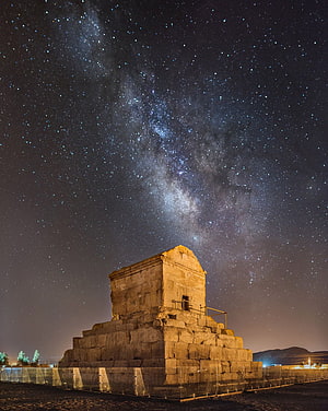 Pasargadae Tomb of Cyrus the Great Under the Milky Way Night Sky HD phone wallpaper