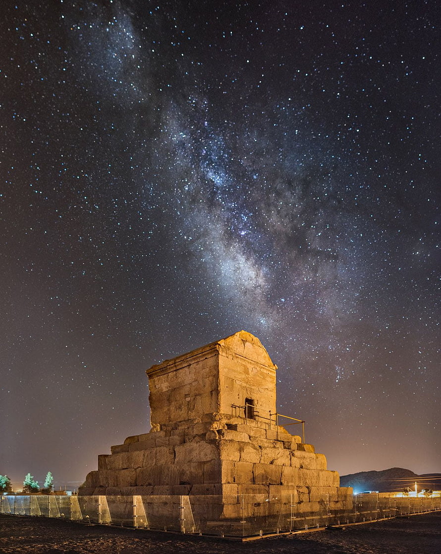 Pasargadae Tomb of Cyrus the Great Under the Milky Way Night Sky HD phone wallpaper