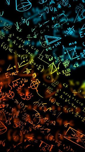 Neon Glowing Mathematics Formulas and Equations on Black Background HD phone wallpaper