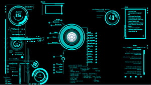 Futuristic Cyan Digital Dashboard Interface With Circular Gauges And Data Panels HD wallpaper