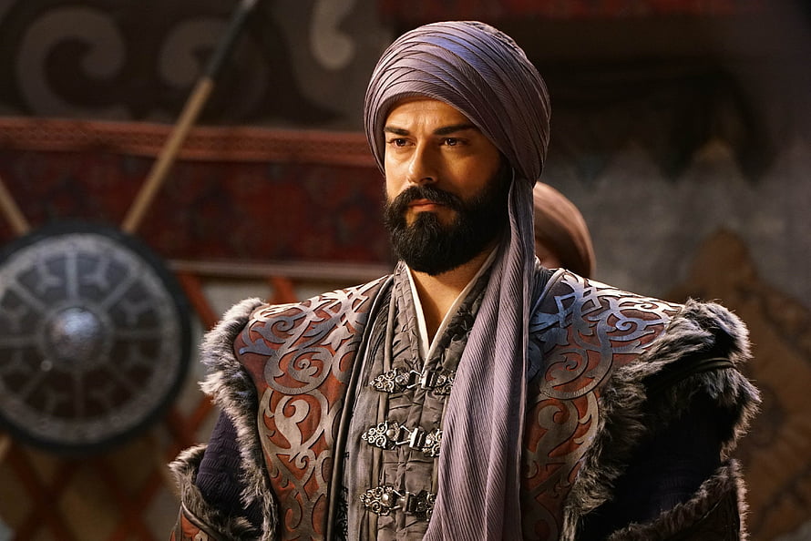 Murat Boz as Sultan Bayezid in Diriliş Ertuğrul wearing traditional Ottoman turban and armor, Kurulus Osman, Ertugrul HD wallpaper