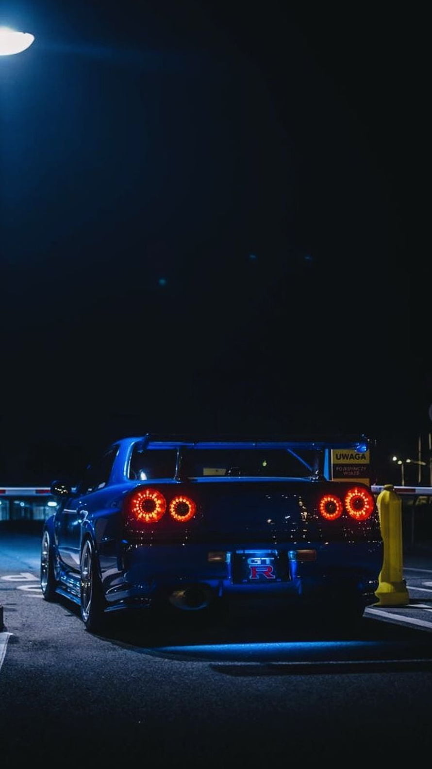Blue Nissan Skyline GT-R R34 Night Photography HD phone wallpaper