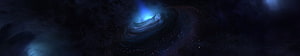 Dark Cosmic Nebula with Swirling Blue Light and Star Field HD wallpaper
