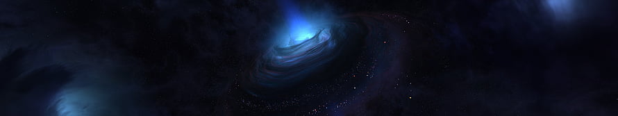 Dark Cosmic Nebula with Swirling Blue Light and Star Field HD wallpaper