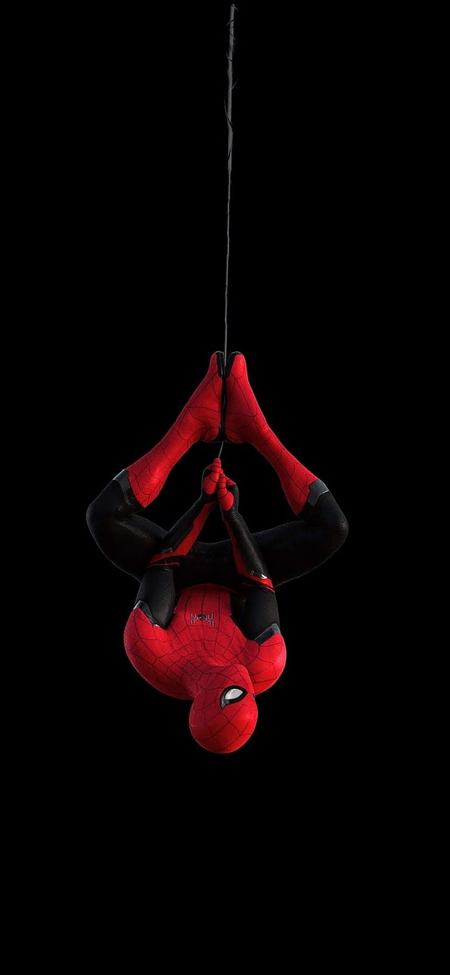 Spider-Man Hanging Upside Down on Web Against Black Background, Spiderman Amoled Samsung Galaxy Note 1080Ã2340, Spider Man Amoled HD phone wallpaper