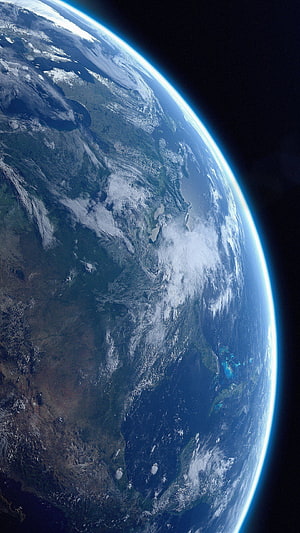 Planet Earth View From Space With Blue Atmosphere And Clouds HD phone wallpaper