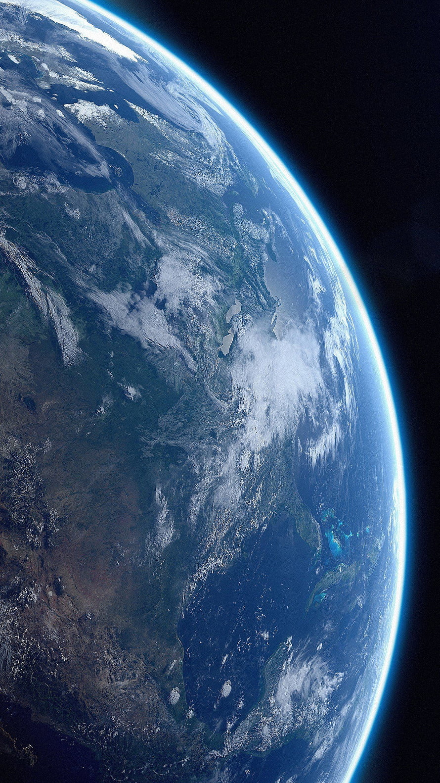 Planet Earth View From Space With Blue Atmosphere And Clouds HD phone wallpaper
