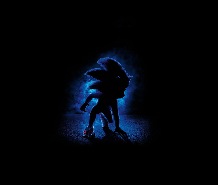 Sonic the Hedgehog in a Dark Cinematic Pose with Blue Energy Glow HD wallpaper