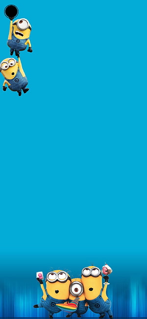 Minions Celebrating with Ice Cream and Drinks on Blue Background HD phone wallpaper