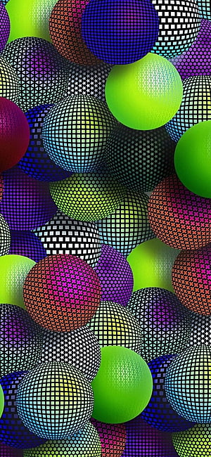 Colorful 3D Patterned Spheres Abstract Wallpaper HD phone wallpaper
