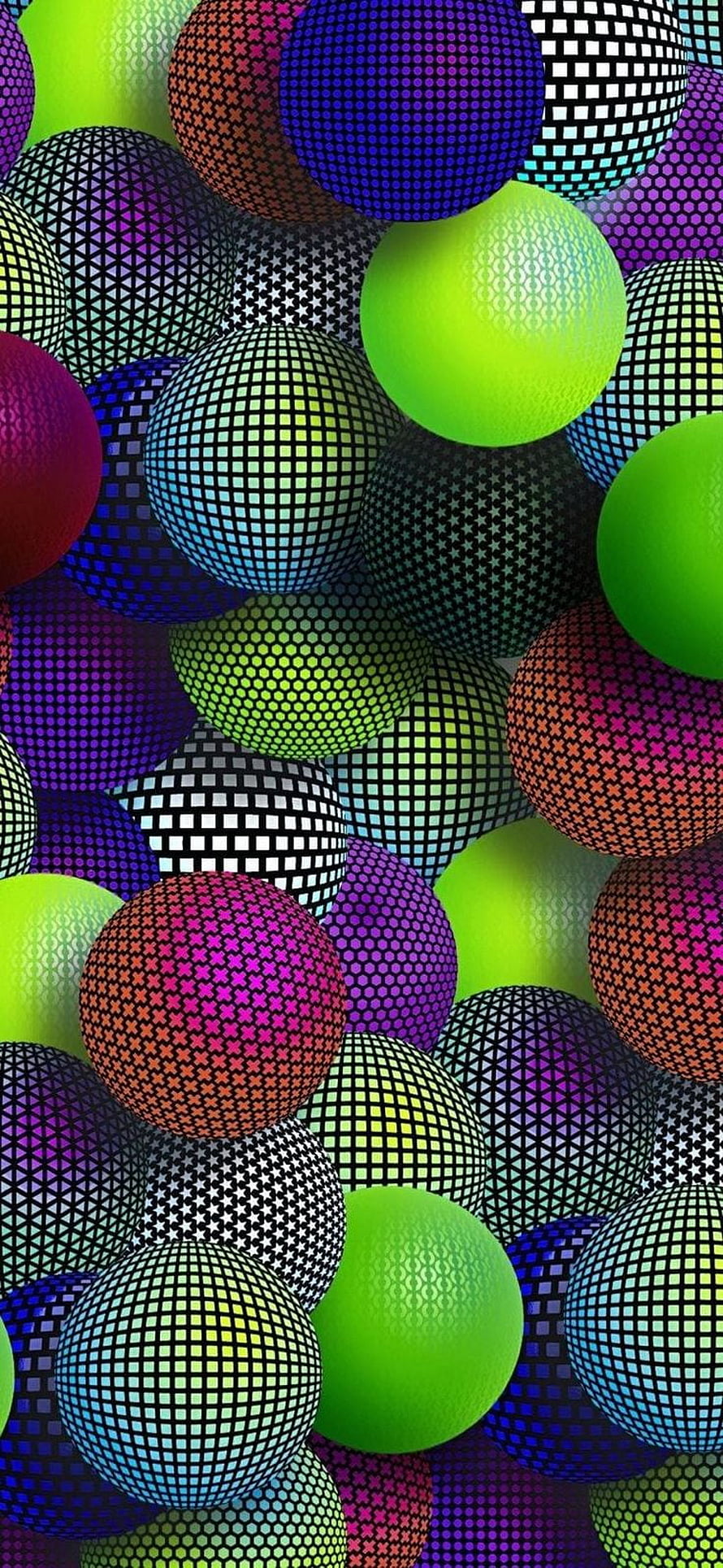 Colorful 3D Patterned Spheres Abstract Wallpaper HD phone wallpaper
