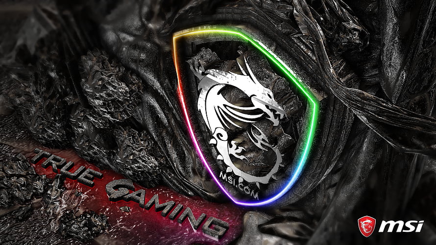 MSI Gaming Logo with RGB Lighting on Dark Textured Background HD wallpaper