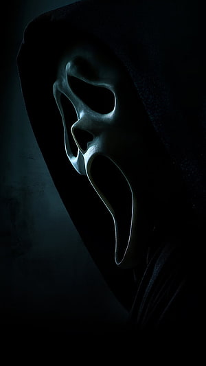 Ghostface Scream Horror Mask in Dark Hooded Silhouette HD phone wallpaper