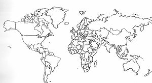 Blank World Map Outline With Country Borders For Coloring And Educational Activities HD wallpaper