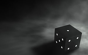 Black Dice on Dark Grey Background with Dramatic Lighting and Soft Shadows HD wallpaper