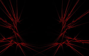 Abstract Red Fractal Lines on Black Background for Gaming Desktop HD wallpaper