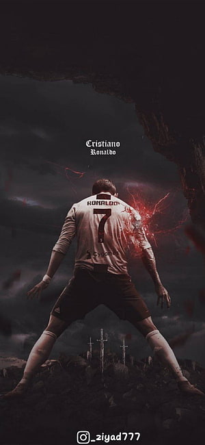 Cristiano Ronaldo CR7 Dark Fantasy Warrior with Red Energy and Swords HD phone wallpaper