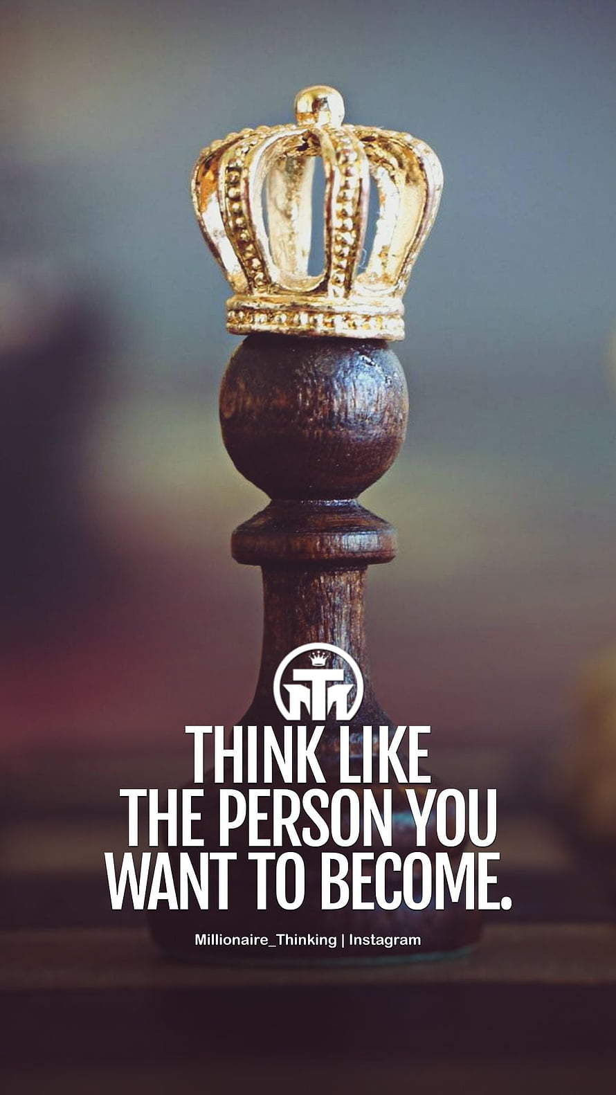 Golden Crown on Wooden Chess King Piece with Motivational Quote About Success and Ambition HD phone wallpaper
