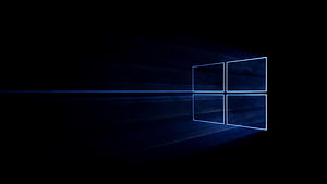 Windows 10 Minimalist Blue Window Logo on Dark Background HD wallpaper