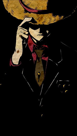 Luffy in Straw Hat and Suit from One Piece Anime HD phone wallpaper