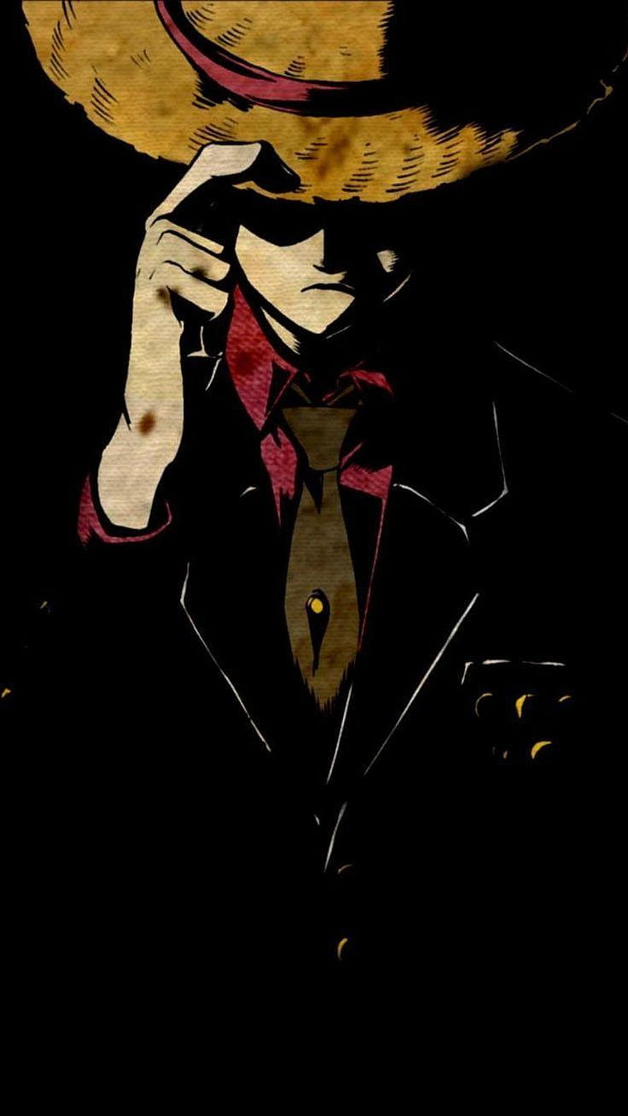 Luffy in Straw Hat and Suit from One Piece Anime HD phone wallpaper